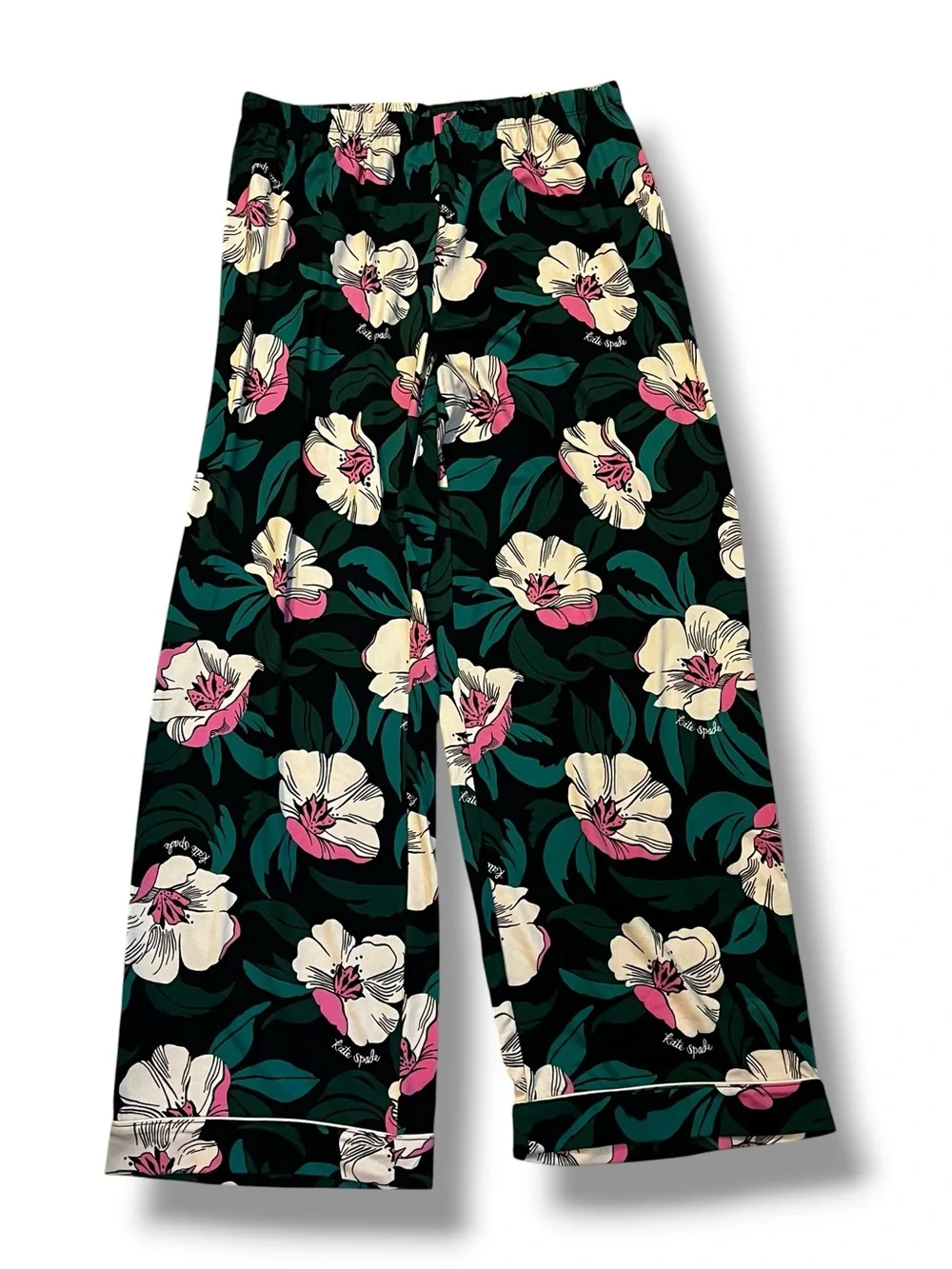 Kate Spade Pajamas 2 piece Set Blossom Floral Print Navy Pink Large/XL Soft Knit